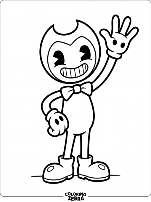 Cartoon Bendy waving in a simple pose