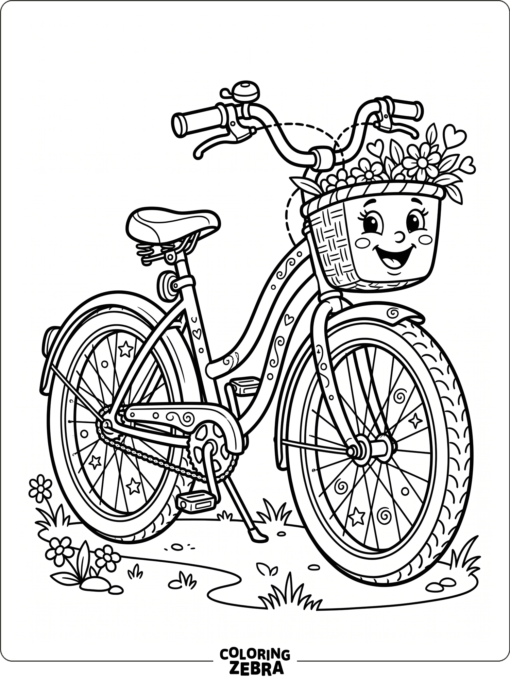 A cartoon bicycle with oversized wheels