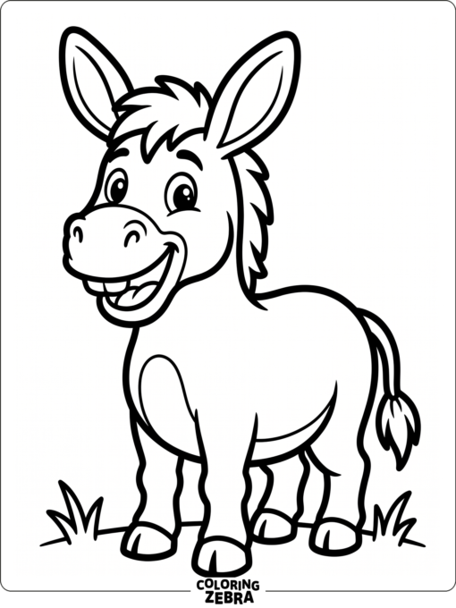 A cartoon donkey with a big grin