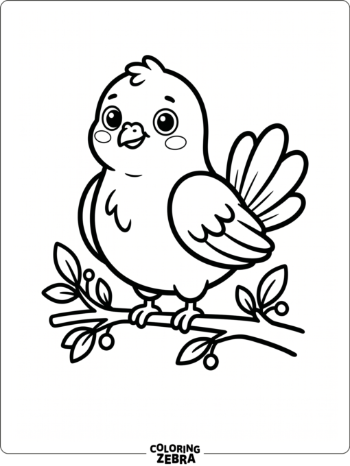 A cute cartoon dove with round eyes