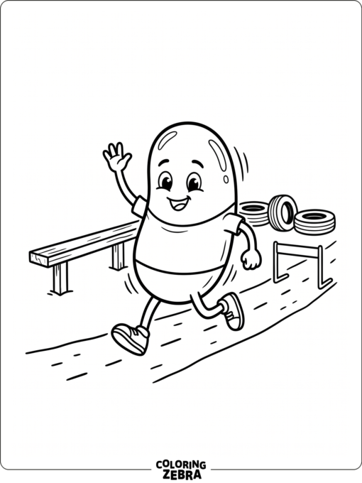 cartoon Fall Guys bean on a simple obstacle course