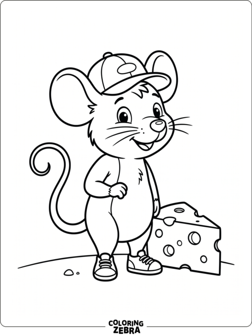 A cartoon mouse wearing shoes and a cap