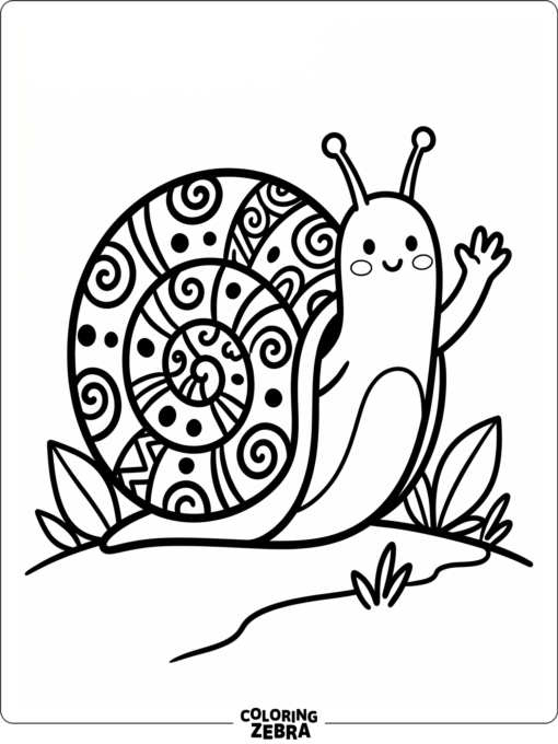 A cartoon snail waving from its shell