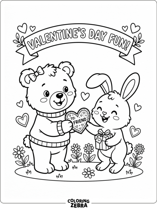 Cartoon characters sharing Valentine cards
