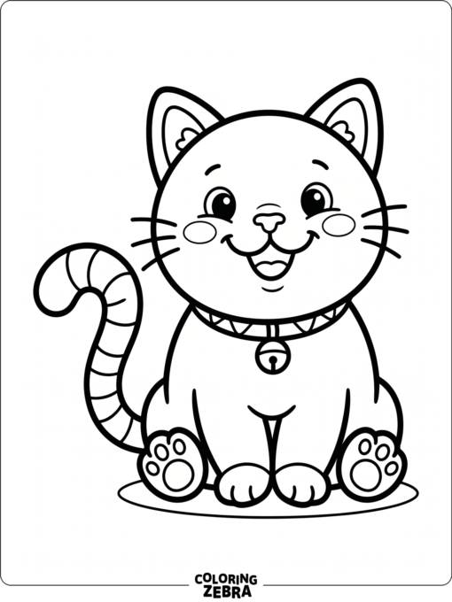 A toddler friendly cat with round shapes and a big smile