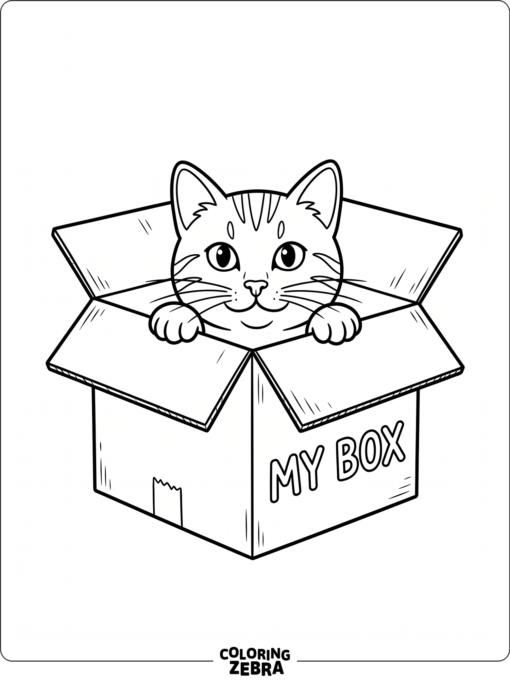 A cat peeks out of a cardboard box