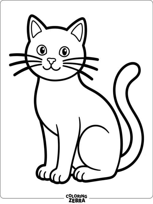 A simple cat outline with bold whiskers and clean lines