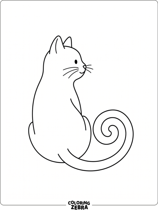 A clean cat outline with a curled tail