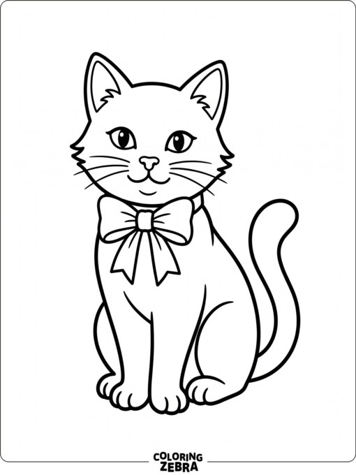 A cat wears a bow around its neck