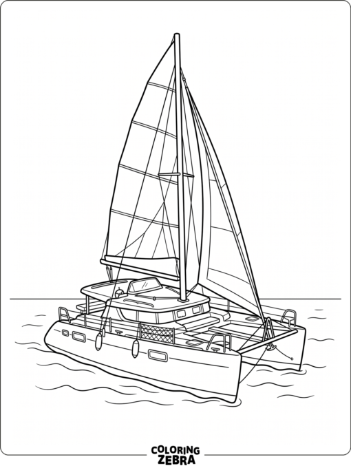 A catamaran with twin hulls and a wide open deck