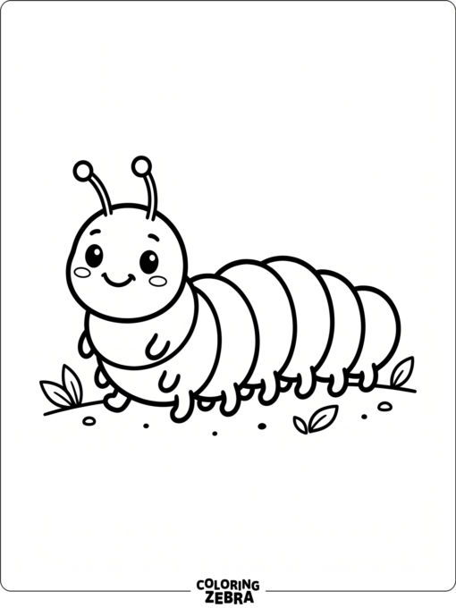 A cute caterpillar with rounded segments and tiny feet
