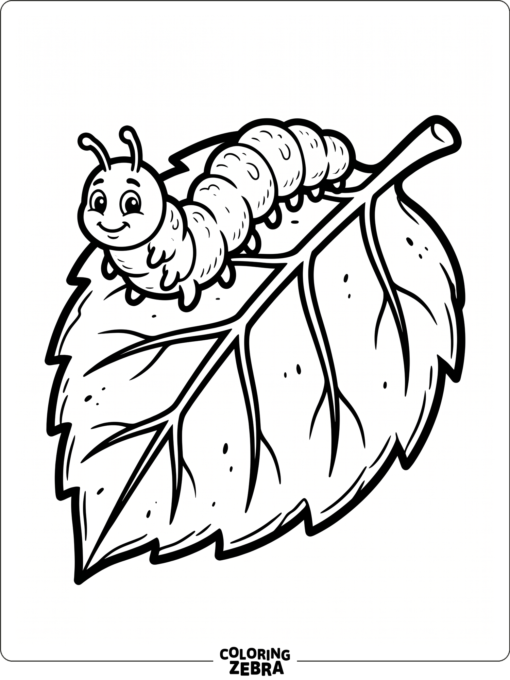 A caterpillar on a large leaf