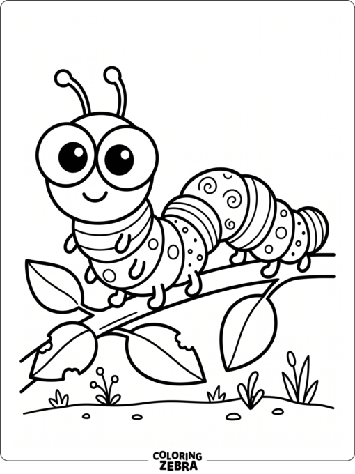 A large cute caterpillar with simple shapes