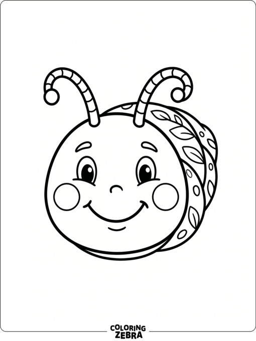 A happy caterpillar face with a smile and round cheeks
