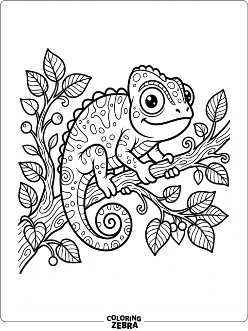 A cute chameleon sitting on a branch