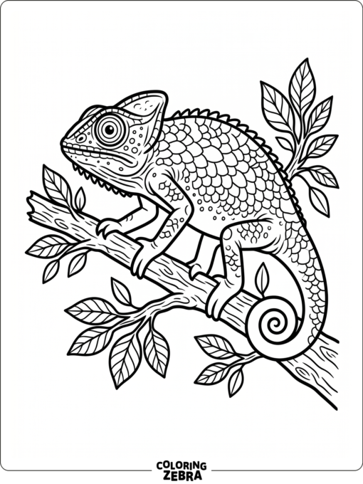 A chameleon standing on a branch