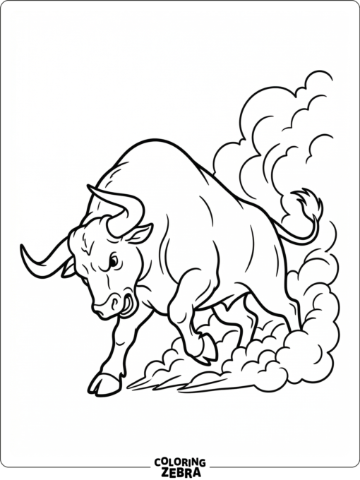 A sturdy bull with curved horns standing in a clean pasture