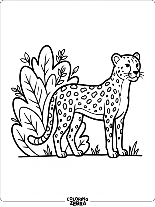 A cheetah standing near a bush