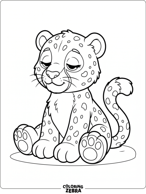 A cuddly cheetah plush with round paws and sleepy eyes