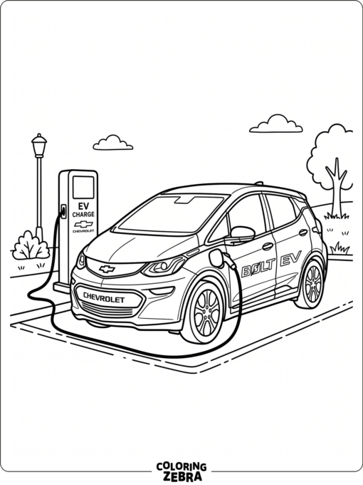 A Chevrolet electric car at a charging station