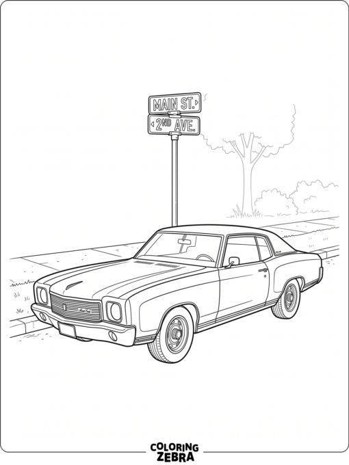 A Chevrolet Monte Carlo parked under a street sign