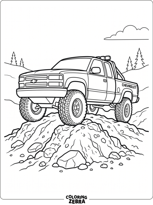 A Chevrolet off-road truck on a dirt mound