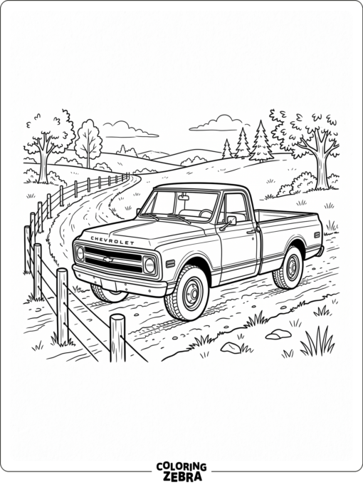 A Chevrolet pickup truck on a dirt road