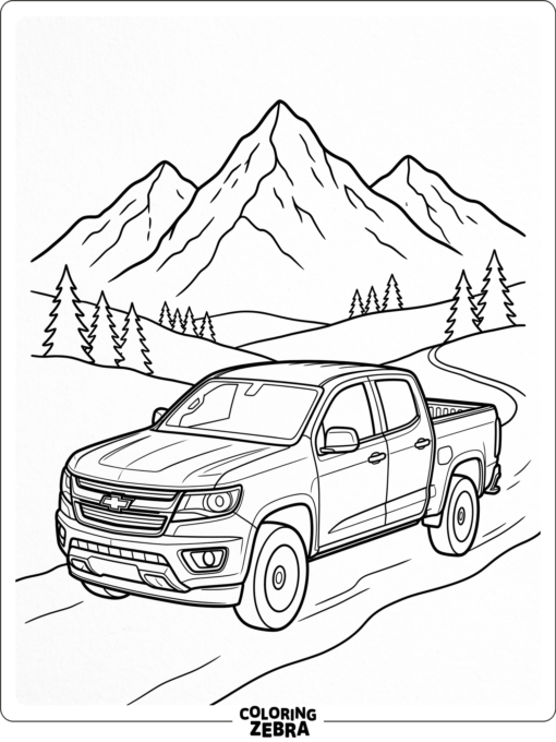 A Chevy Colorado pickup with mountains in back