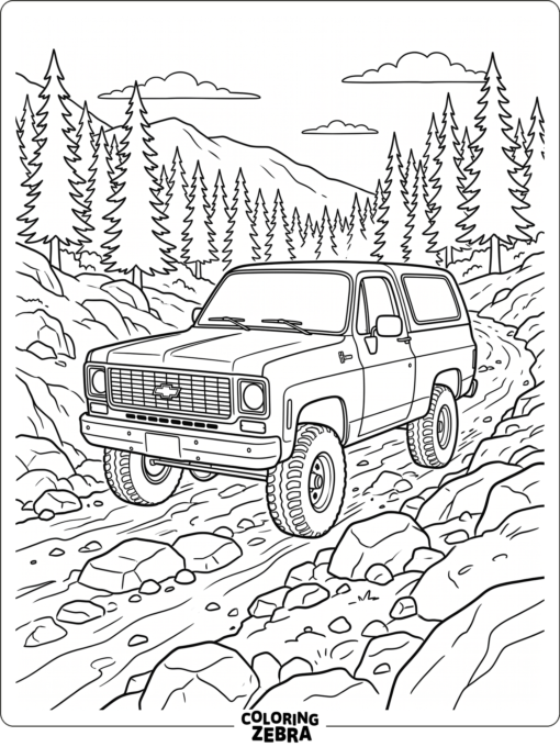 A Chevy K5 Blazer on a trail