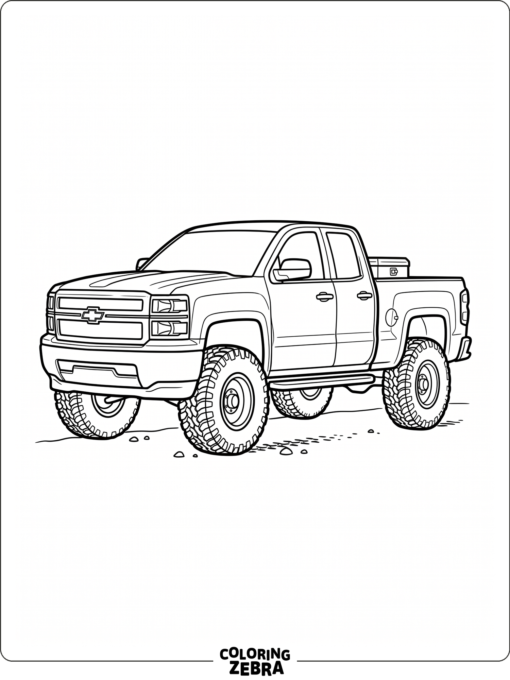 A Chevy Silverado pickup with large tires