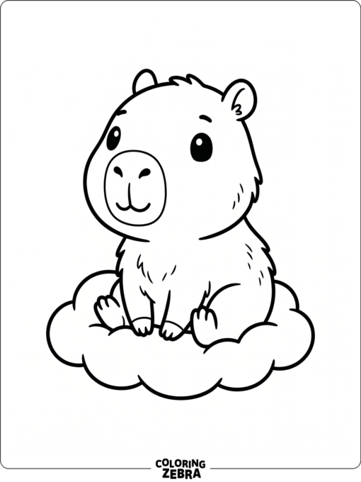 A chibi capybara sitting on a cloud