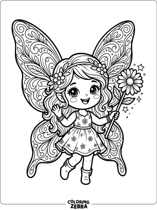 A cute chibi fairy with big wings
