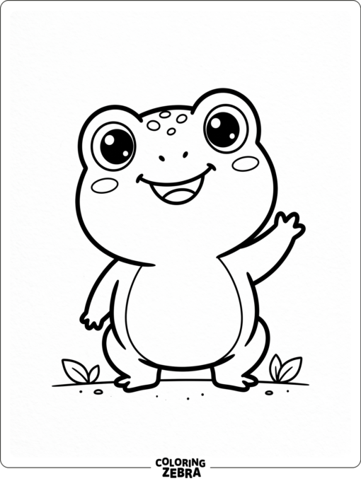 A chibi frog with a big head and short legs