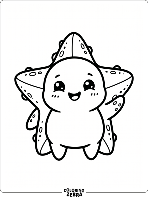 A chibi starfish with a big head and tiny arms