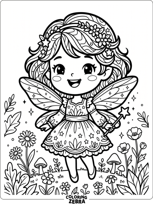 A chibi tooth fairy with a tiny body and wings