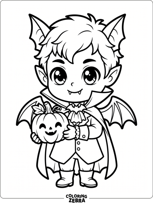 A chibi vampire with big eyes and small fangs