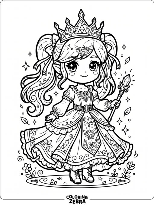 Chibi Zelda with a crown and dress
