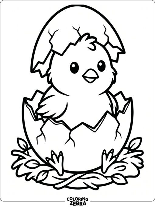 A chick sitting inside a cracked eggshell