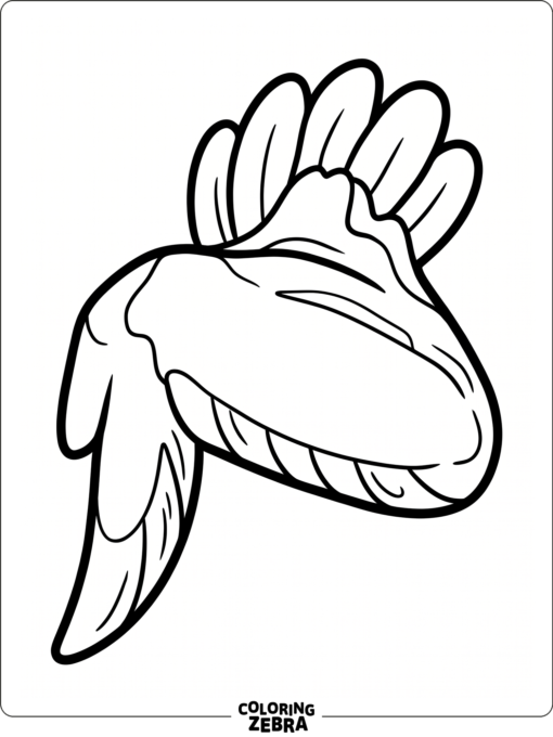 A chicken wing with simple feather lines