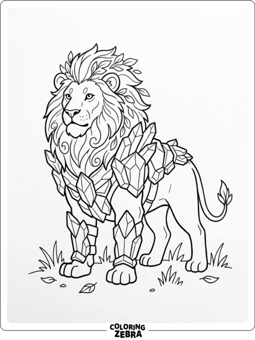 A fantasy lion with crystal armor