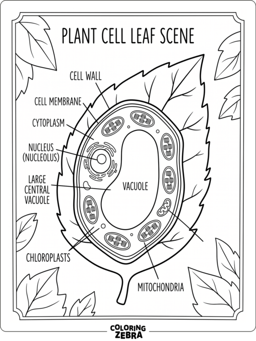 A clean leaf shape with tiny chloroplast circles inside