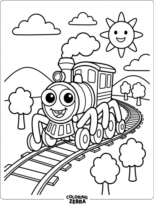 Easy spider train scene for kids