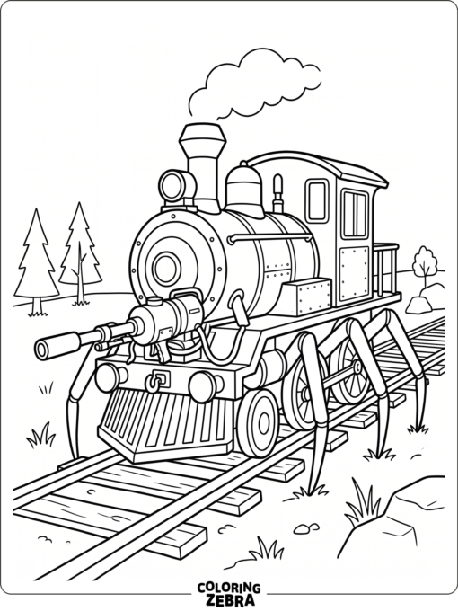 Spider train with a front-mounted flamethrower