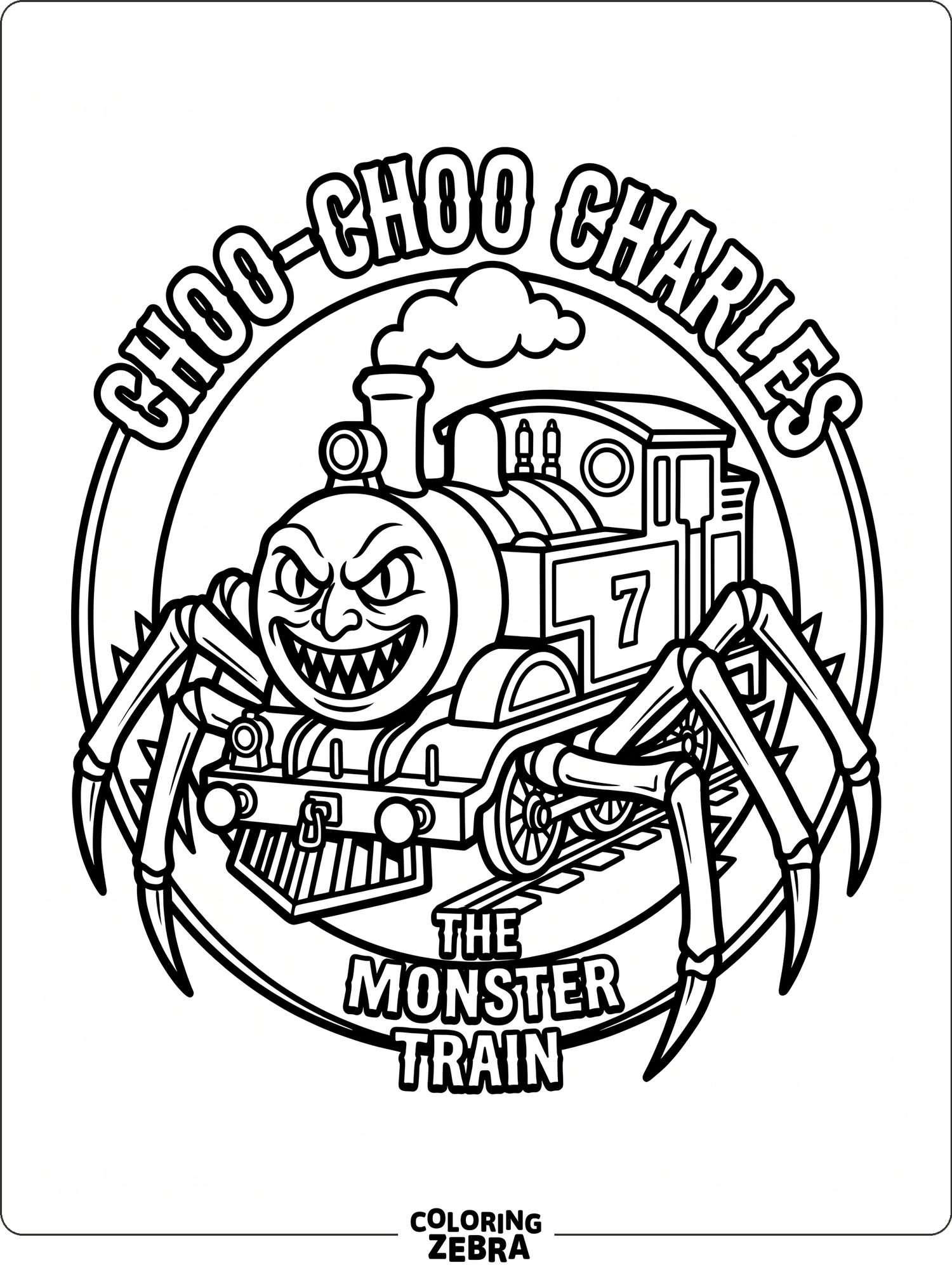 Monster Train Design 31 Free Choo Choo Charles Coloring Pages - Printable PDF Sheets
