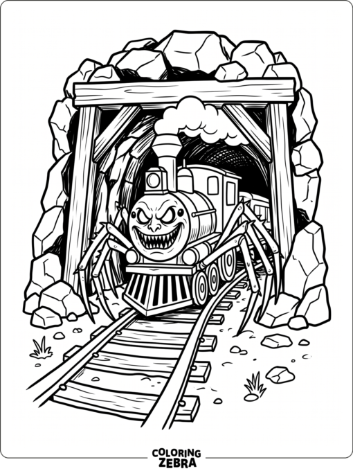 Spider train at a mine entrance