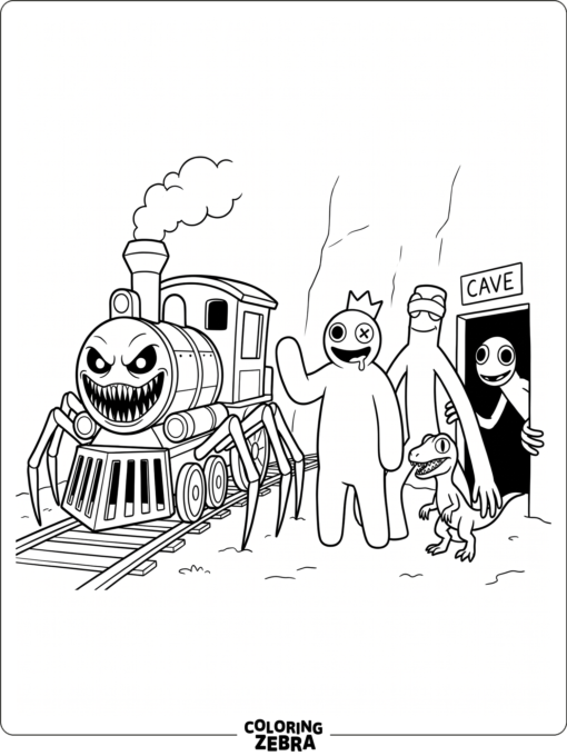 Spider train with Rainbow Friends characters