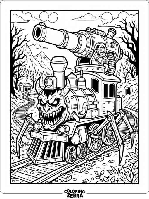 Spider train with a mounted train gun