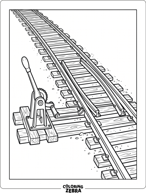 train switch with a lever beside the tracks