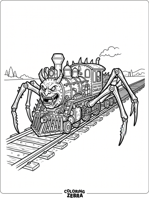 Yellow spider train on simple railroad tracks