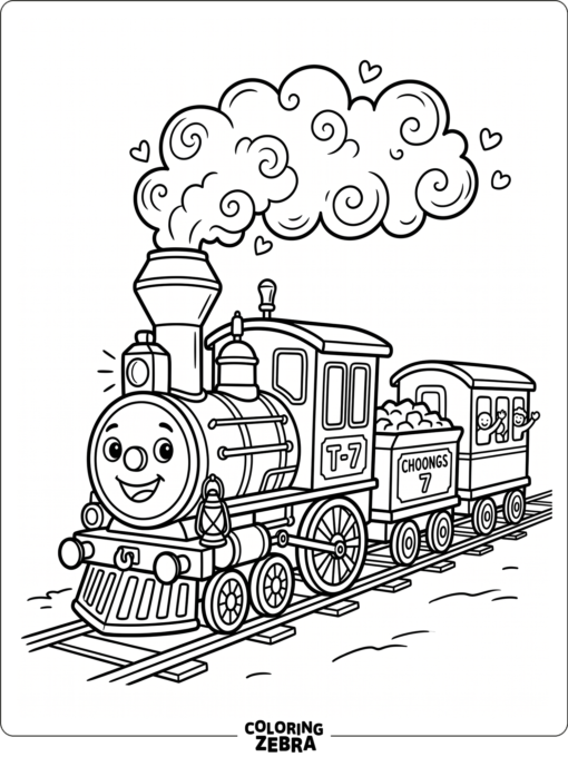 Choo choo train with smoke puff and lantern